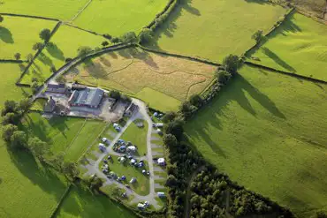 Aerial of Hartington Hills in the Peak District countryside