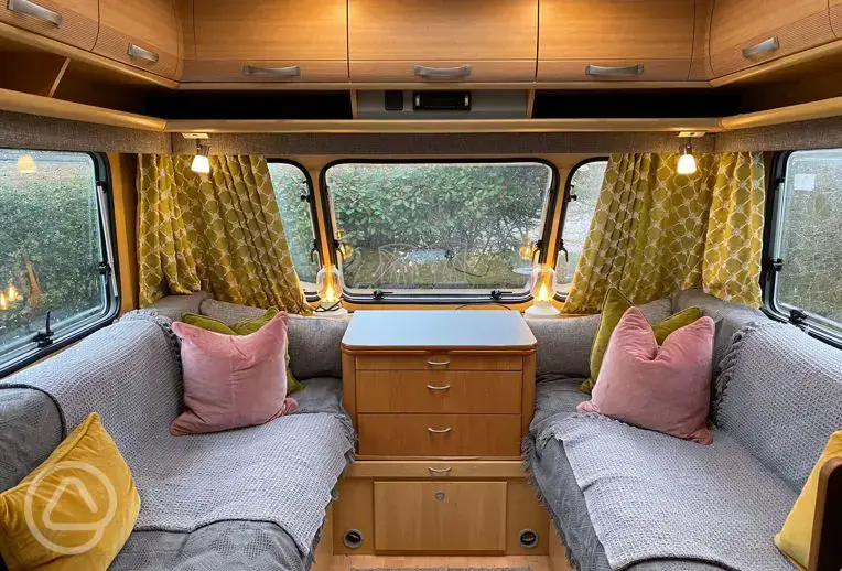 Glamping caravan interior