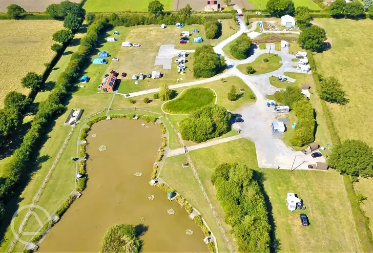 Aerial of Wagtail Park York and onsite fishing lake