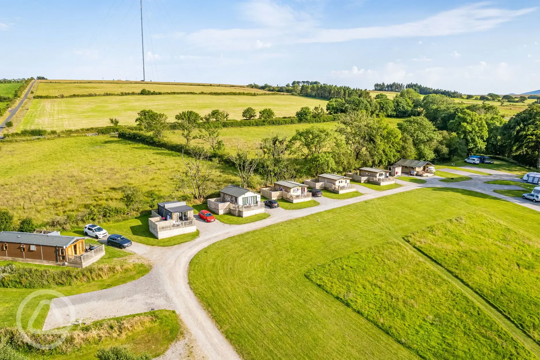 Aerial view of the glamping accommodation 