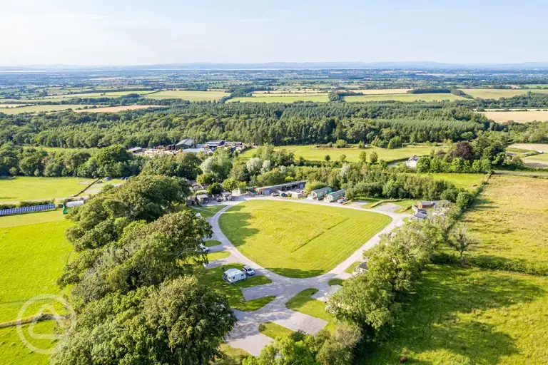 Aerial view of campsite