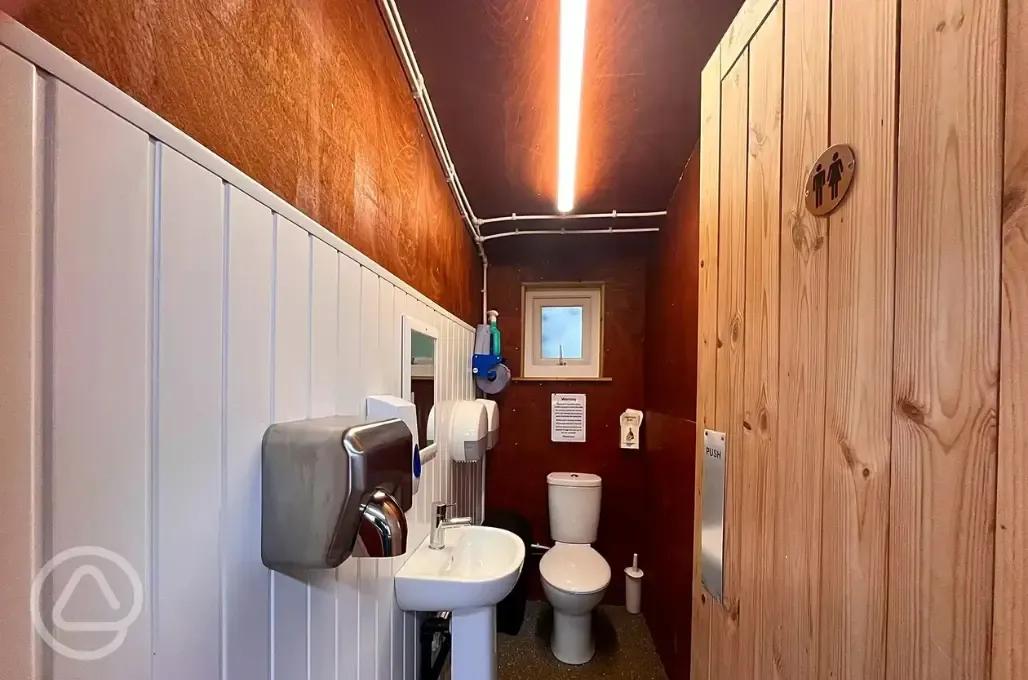 Camping toilets with hand basins and hand dryers