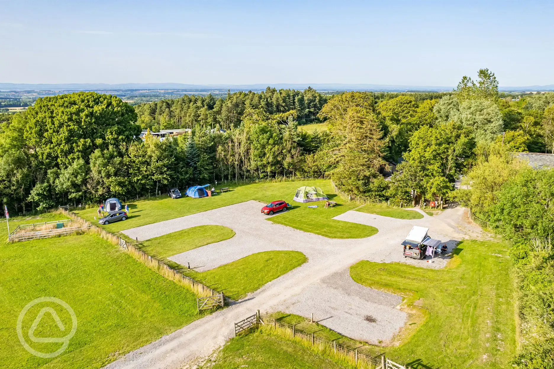 Aerial of grass and hardstanding pitches