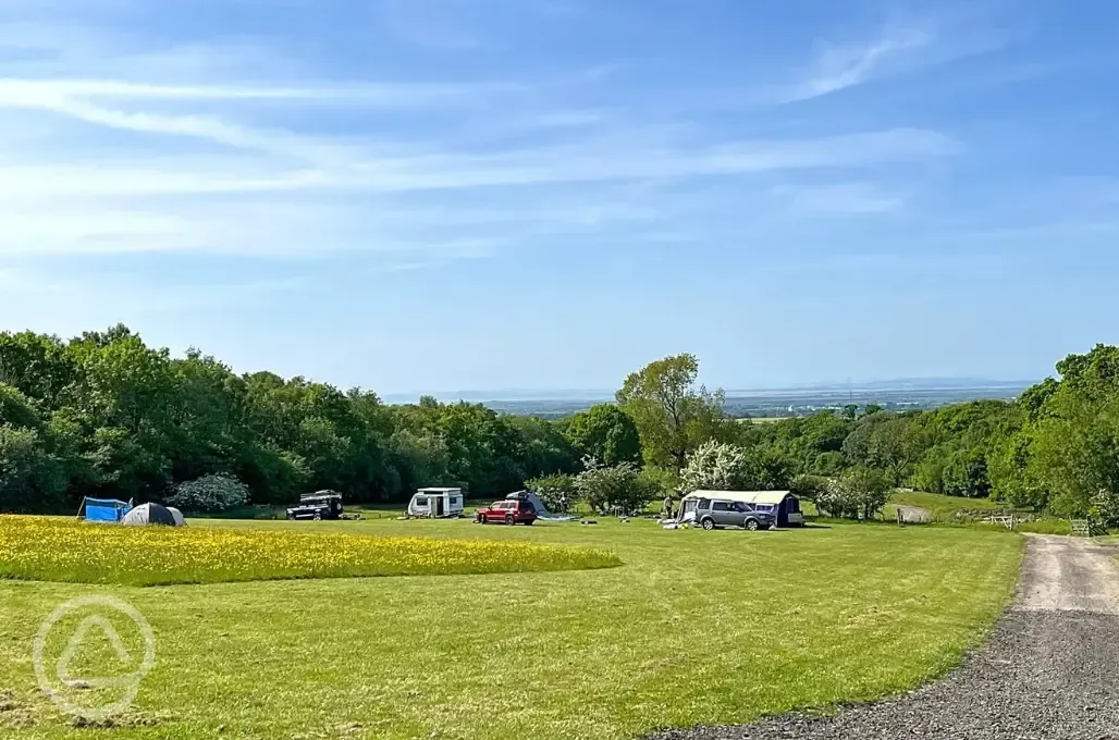 Grass pitches with countryside views