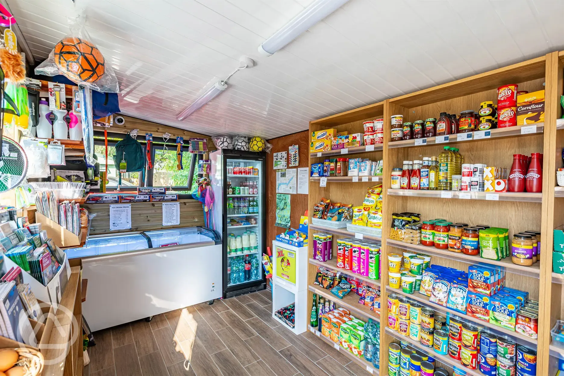 Shop interior with essentials for sale