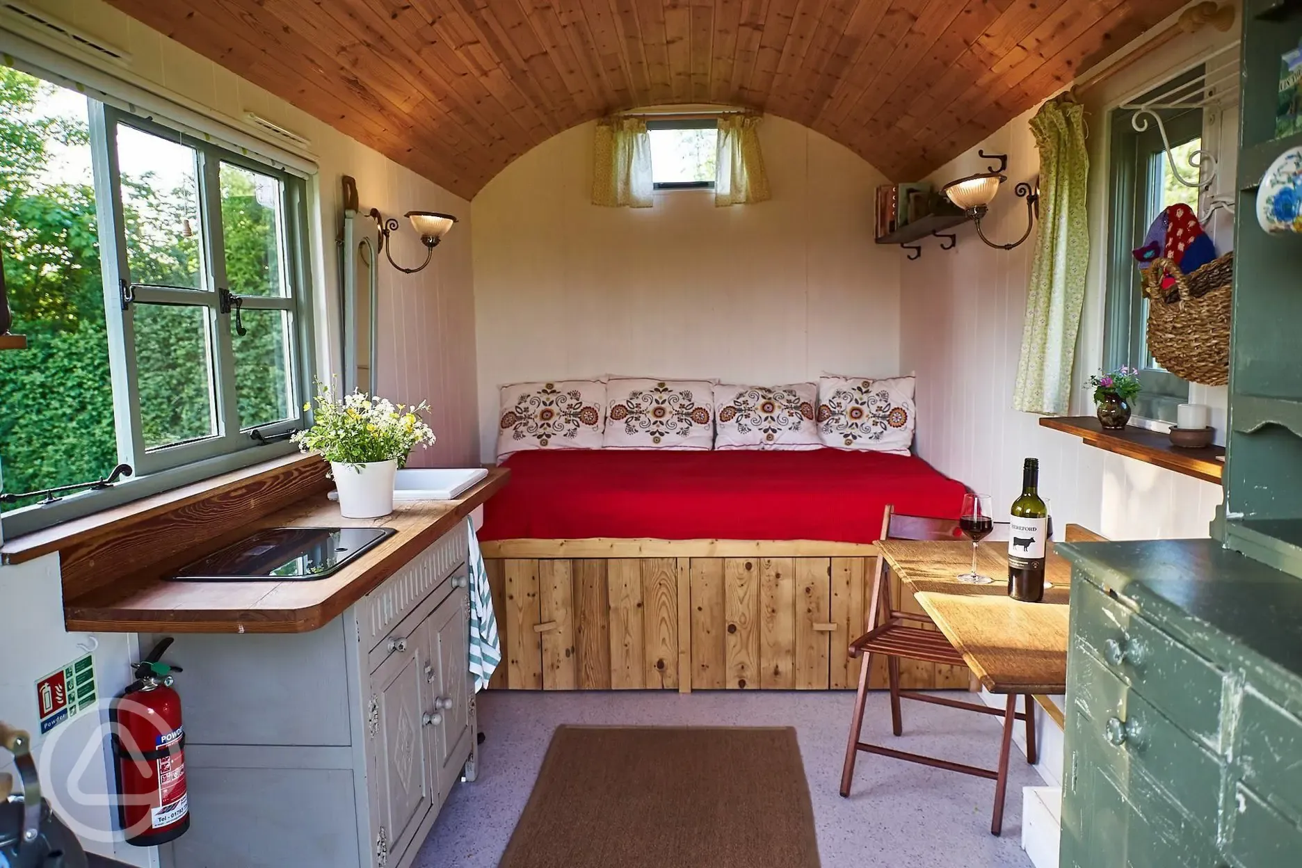 Hut interior and bed