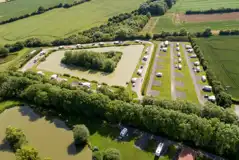 Aerial of the campsite and fishing lakes
