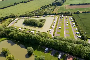 Aerial of the campsite and fishing lakes