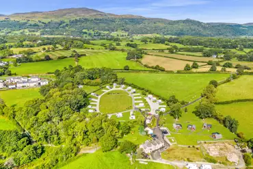 Wern Farm Caravan Park aerial overlooking views around the Conwy Valley