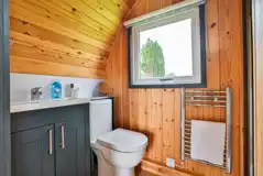 Ensuite glamping pod bathroom with a heated towel rail Ensuite glamping pod bathroom with a heated towel rail