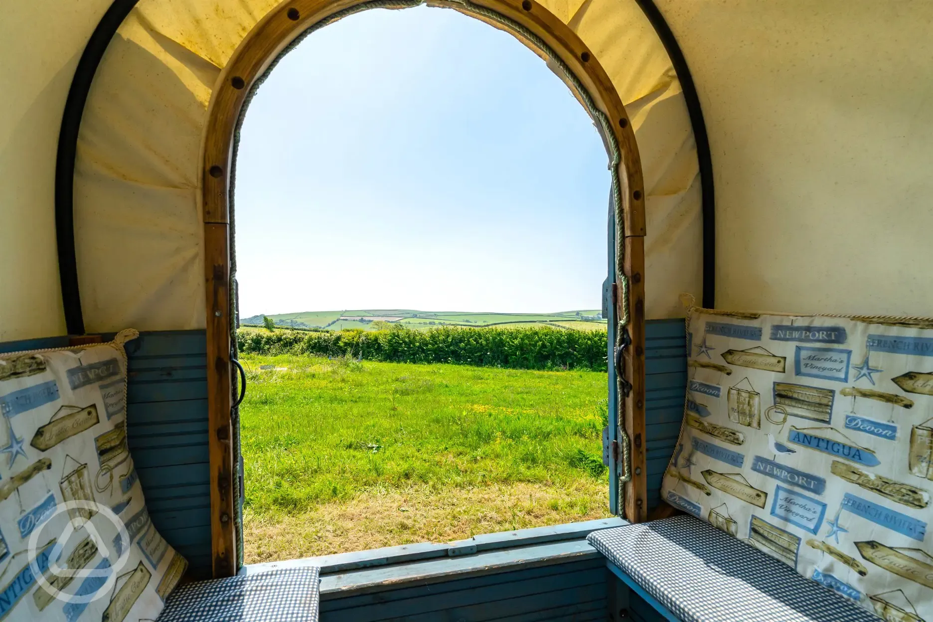 View from inside the Blue Jay wagon