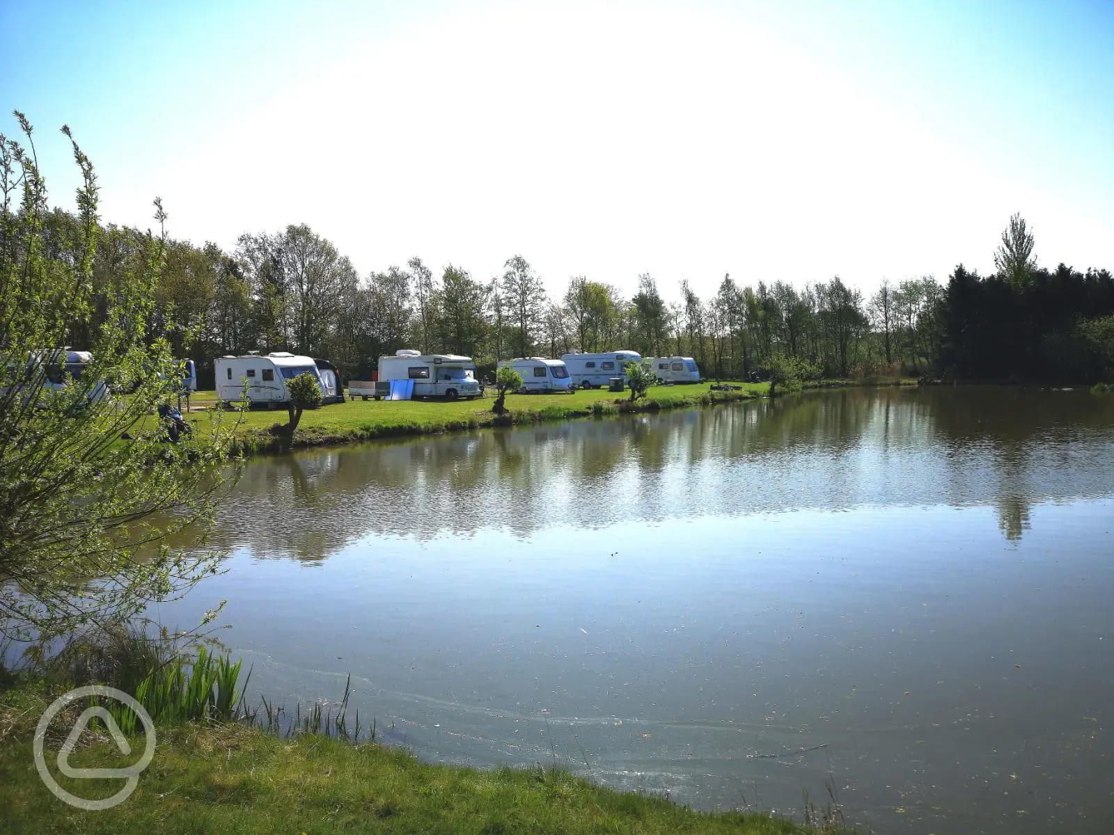 Westerly Lake Fishing and Caravan Park lakeside pitches.