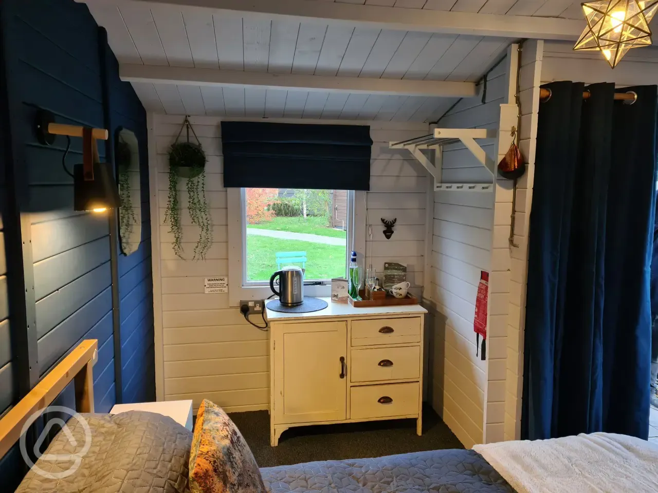 Glamping cabin interior