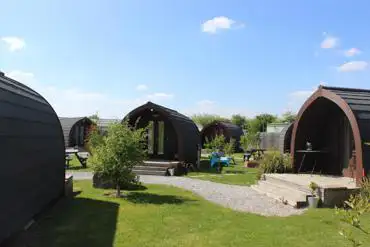 Pods with garden and picnic areas