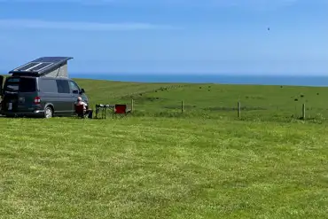 Grass pitches with sea views