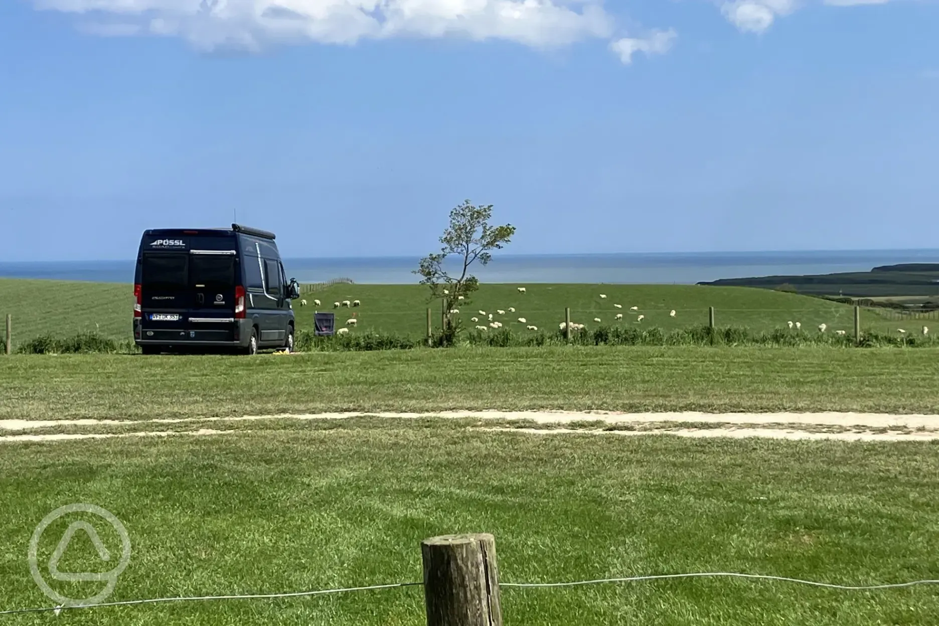 Grass pitches with sea views
