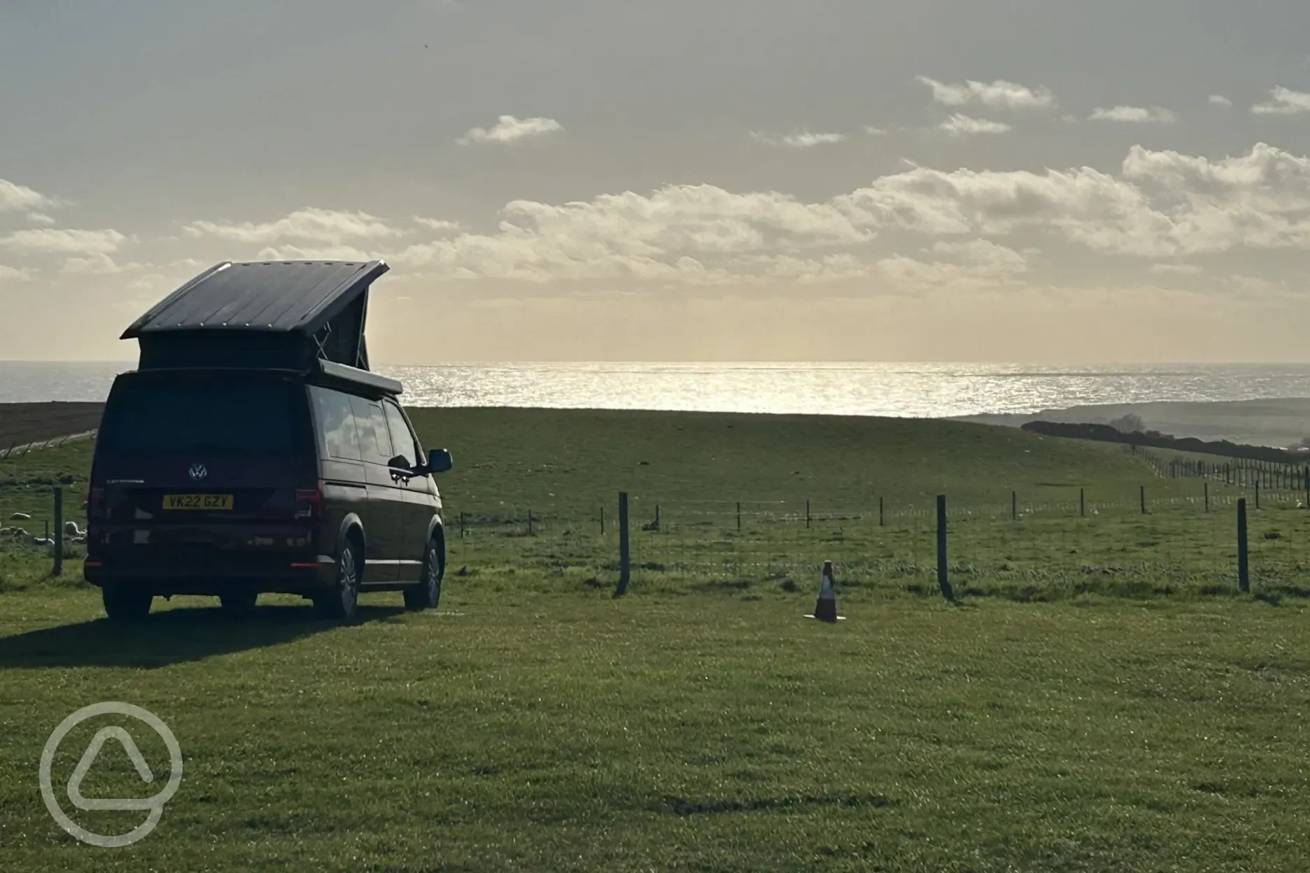 Grass pitches with sea views