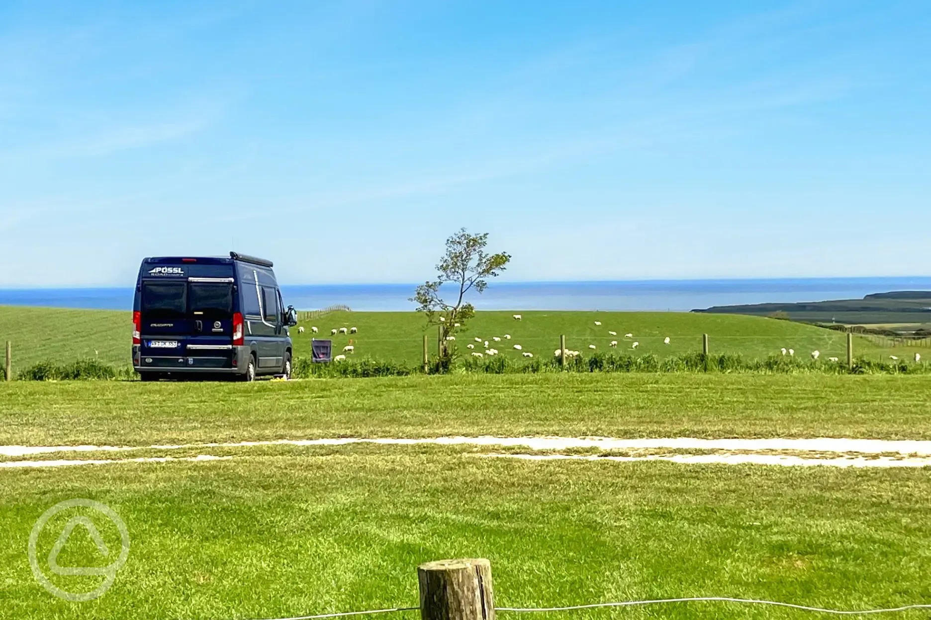 Non electric grass pitches with sea views for tourers