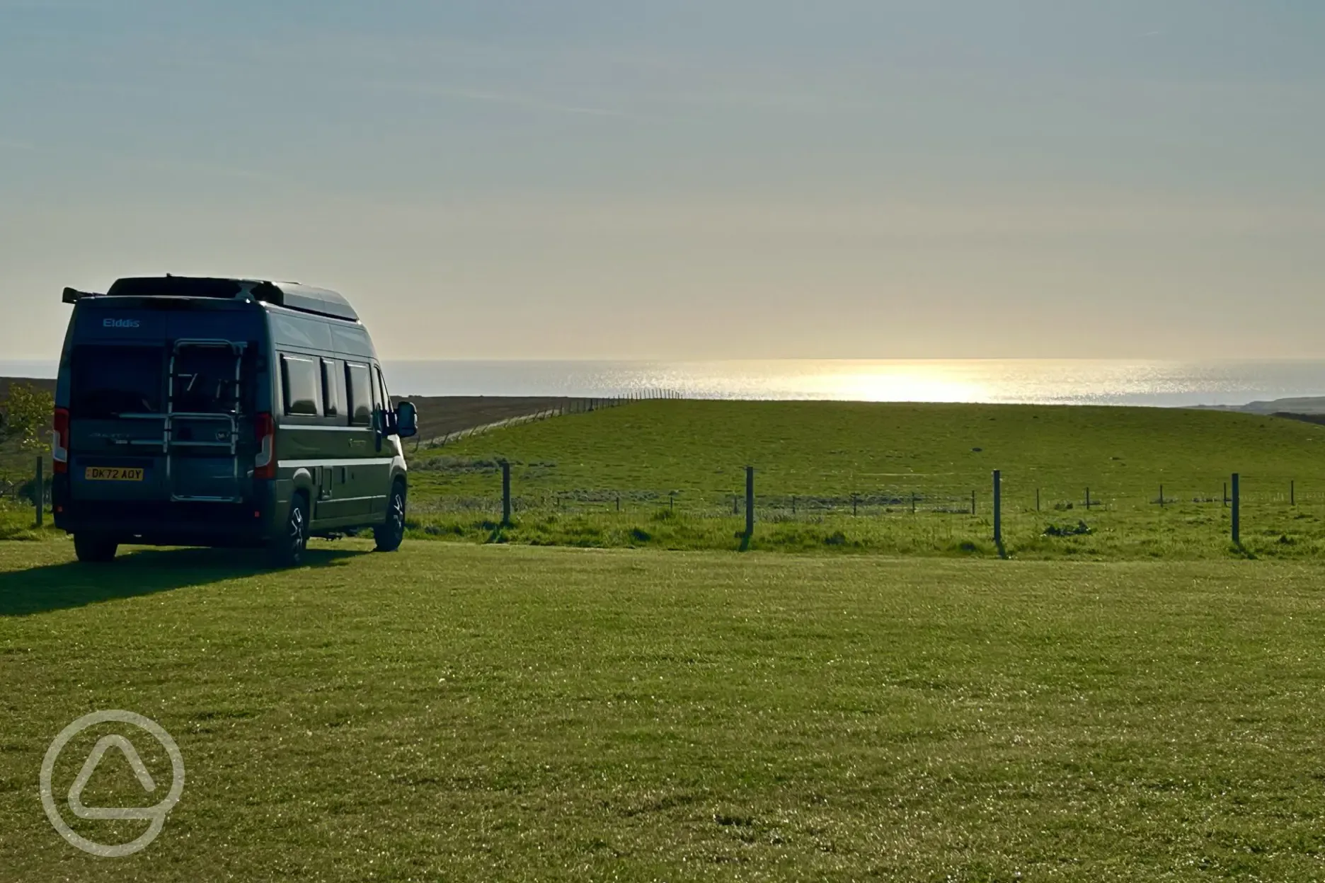 Grass pitches with sea views