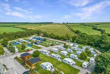 Aerial of Woodview Campsite and the surrounding Bude countryside