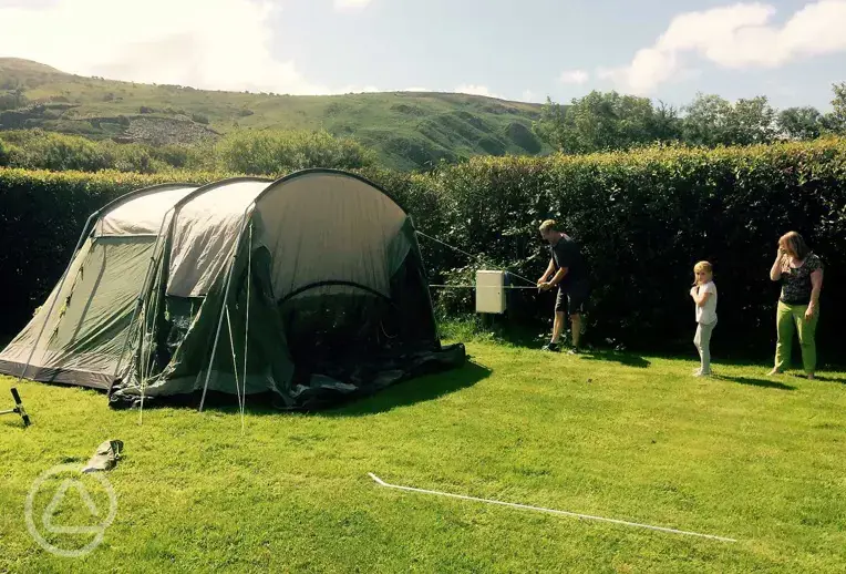 Tent camping at Ynys Faig