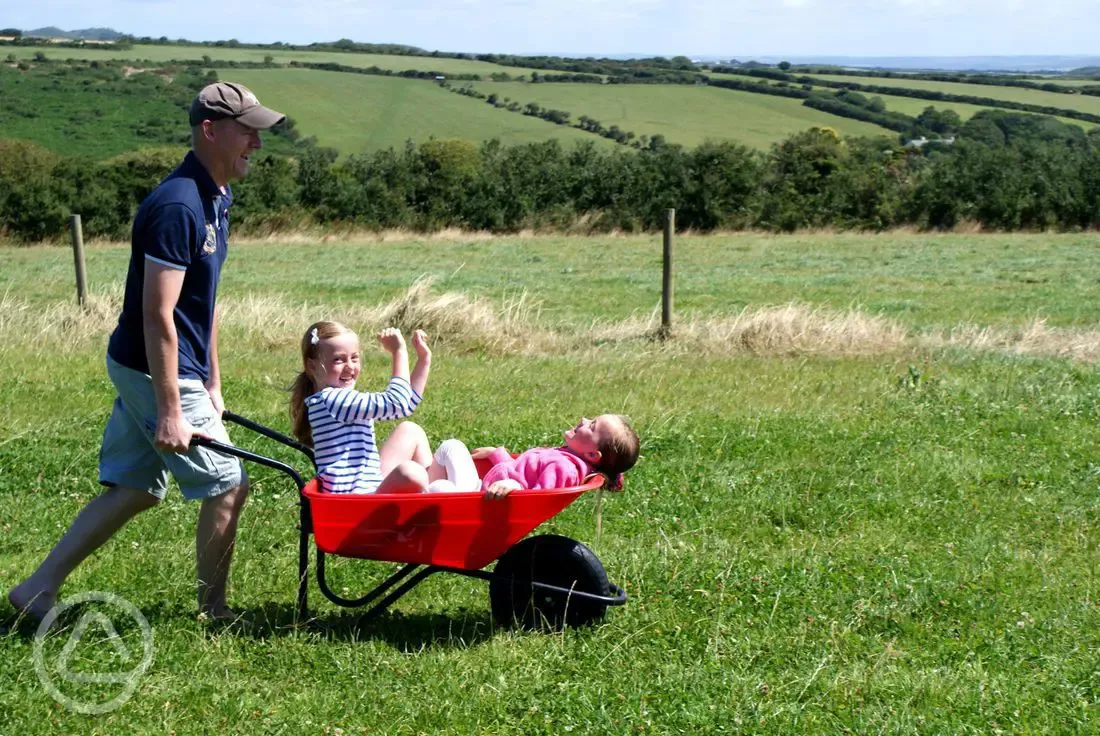 Children in the countryside Boswarthen Farm Glamping