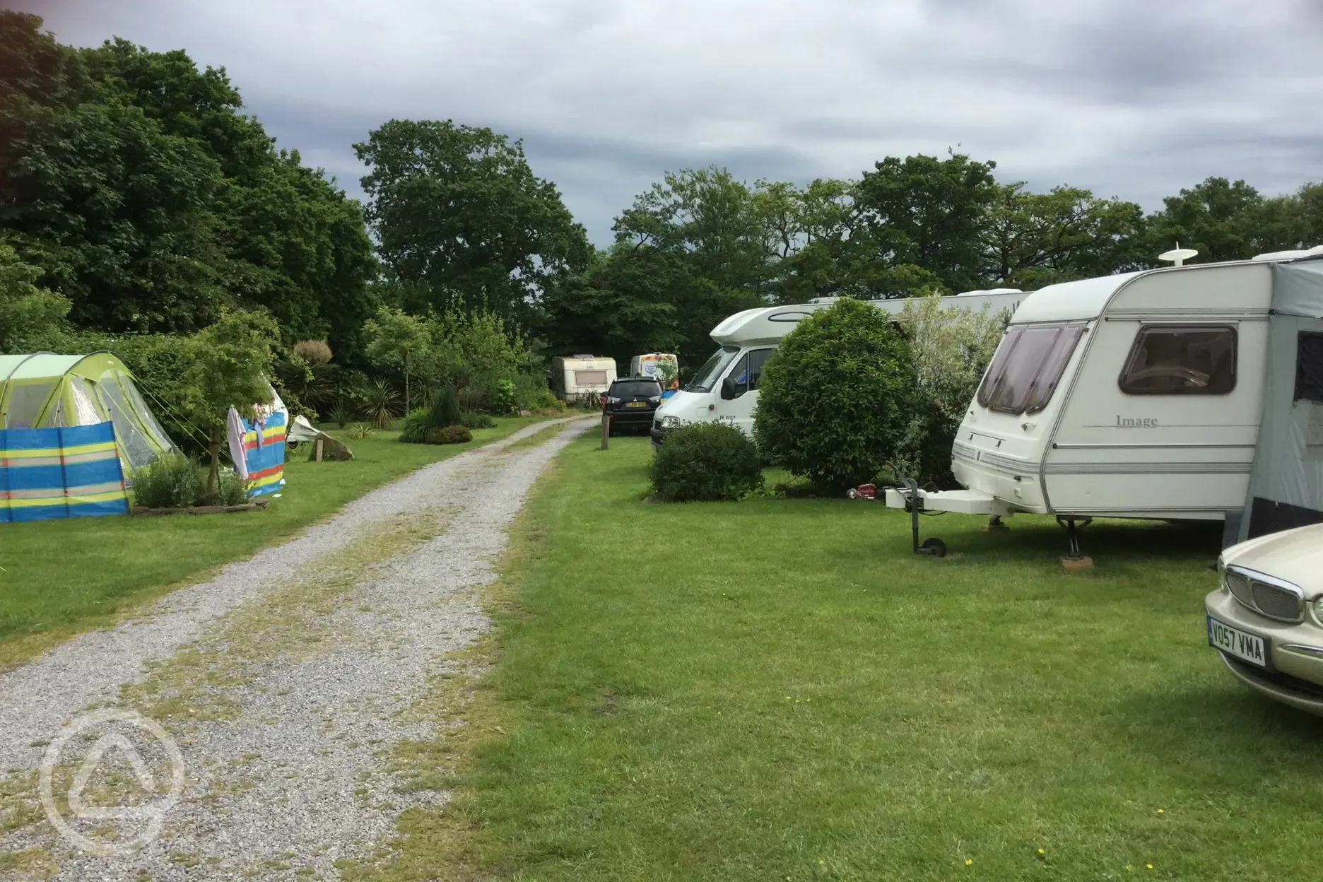 A view down the campsite's left hand side 