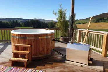 Large wood-fired hot tub