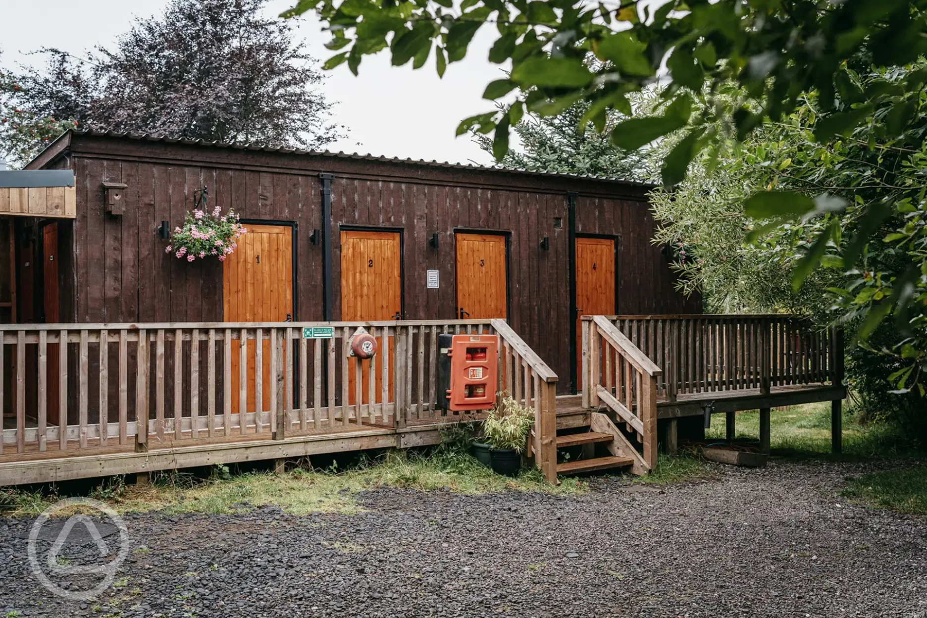Heated and LED lit facility block at Glenshee Glamping with hot water