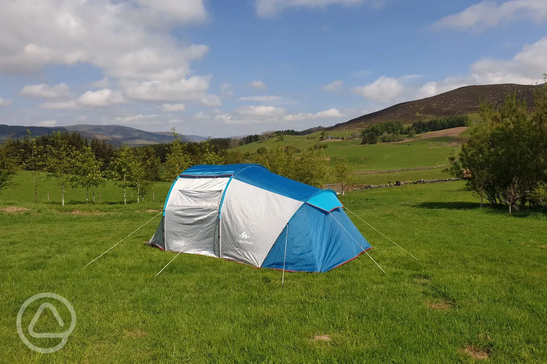 Non electric grass tent pitches