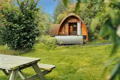 Camping pod with optional hot tub
