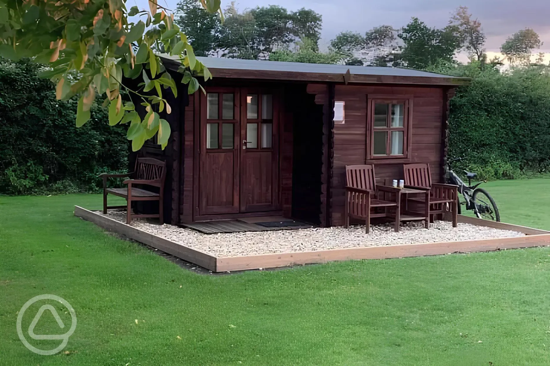 Unfurnished log cabin with outdoor furniture Unfurnished log cabin with outdoor furniture