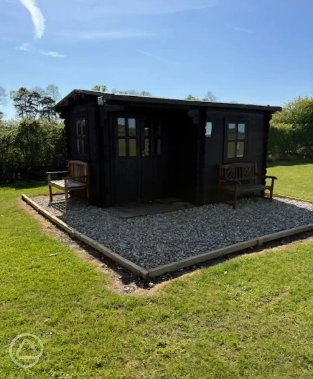 Unfurnished log cabin with outdoor furniture Unfurnished log cabin with outdoor furniture
