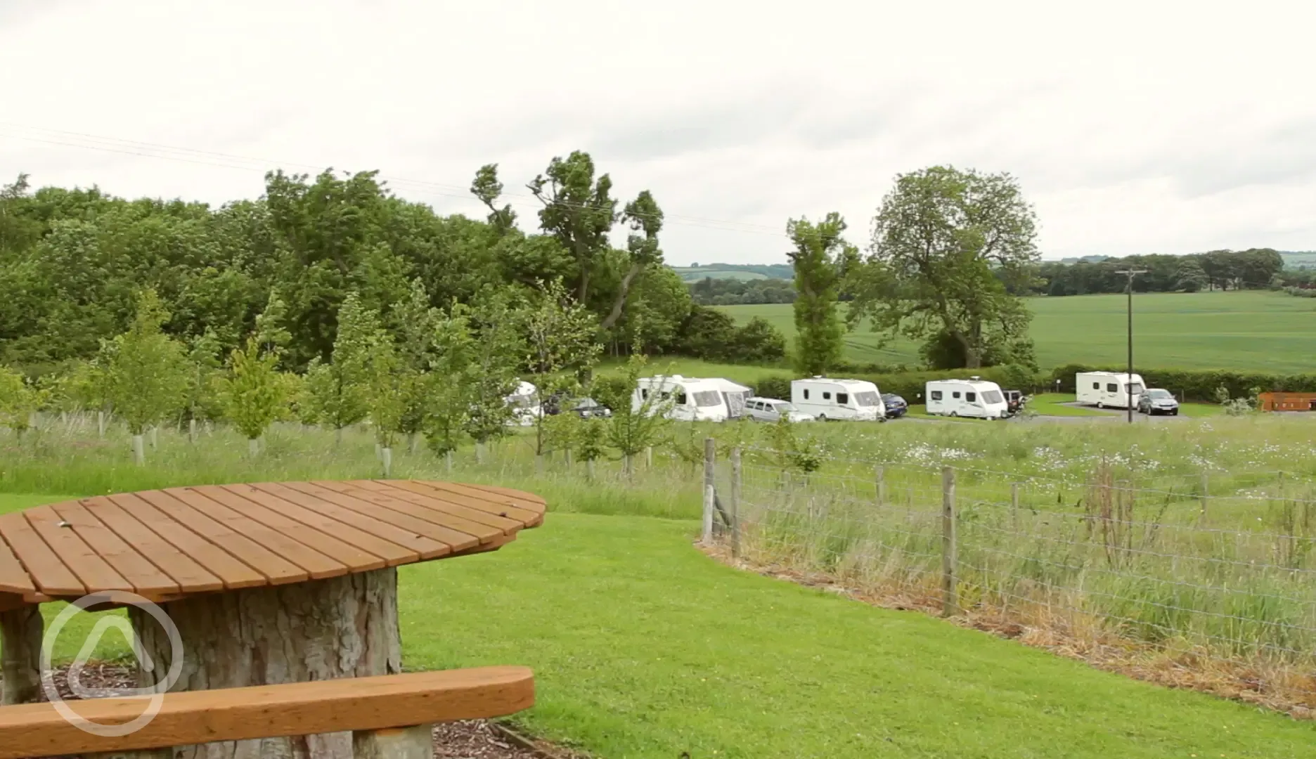 Picnic table in grounds with great views