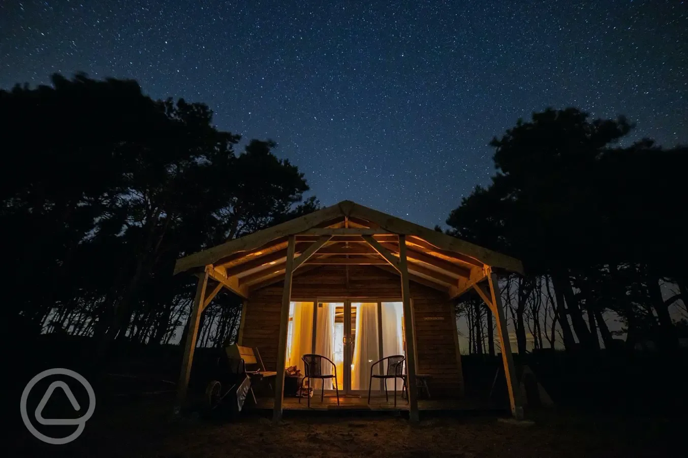 Beach Cabin at night