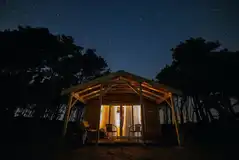 Beach Cabin at night