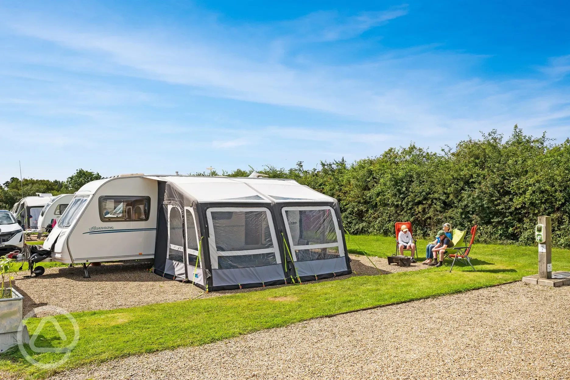 Caravan on fully serviced hardstanding pitches with awning space
