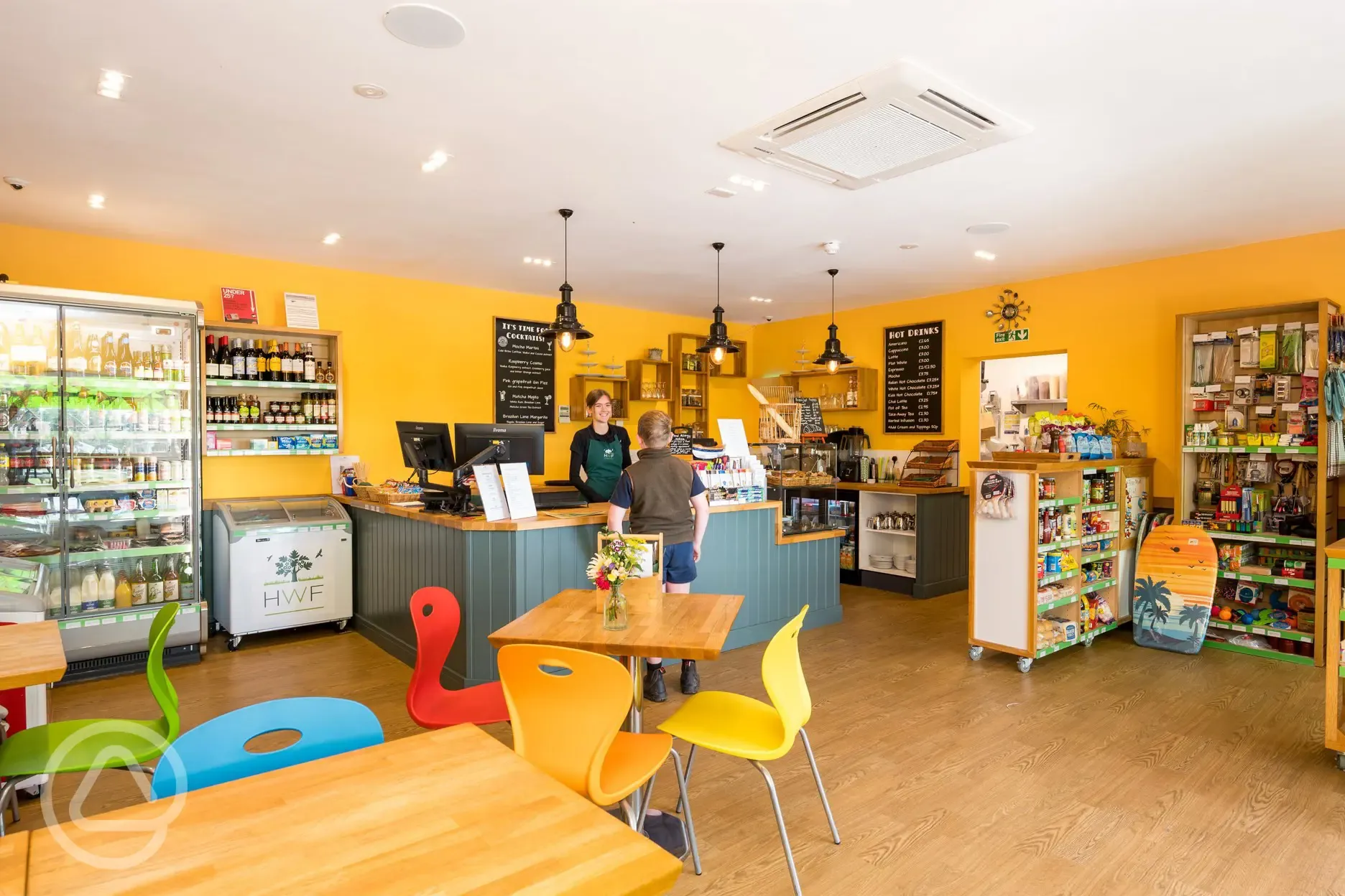 Haw Wood Farm's café and shop with indoor seating 