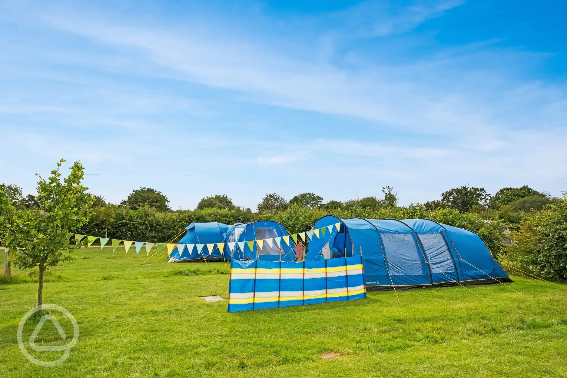 Tents on grass pitches at Haw Wood Farm