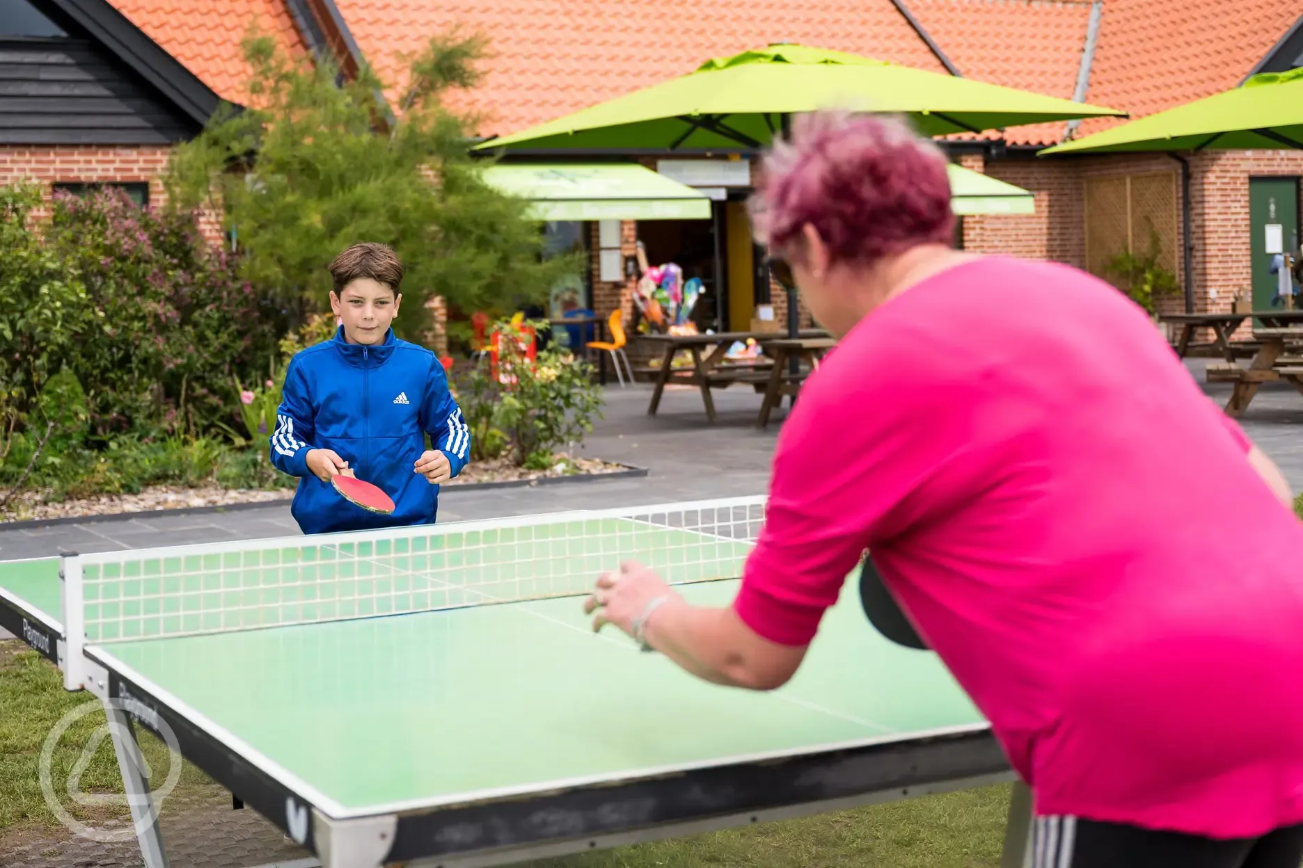 Ping pong table by the café at Haw Wood Farm