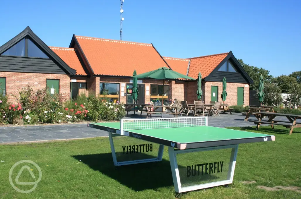 Ping pong table by the café at Haw Wood Farm