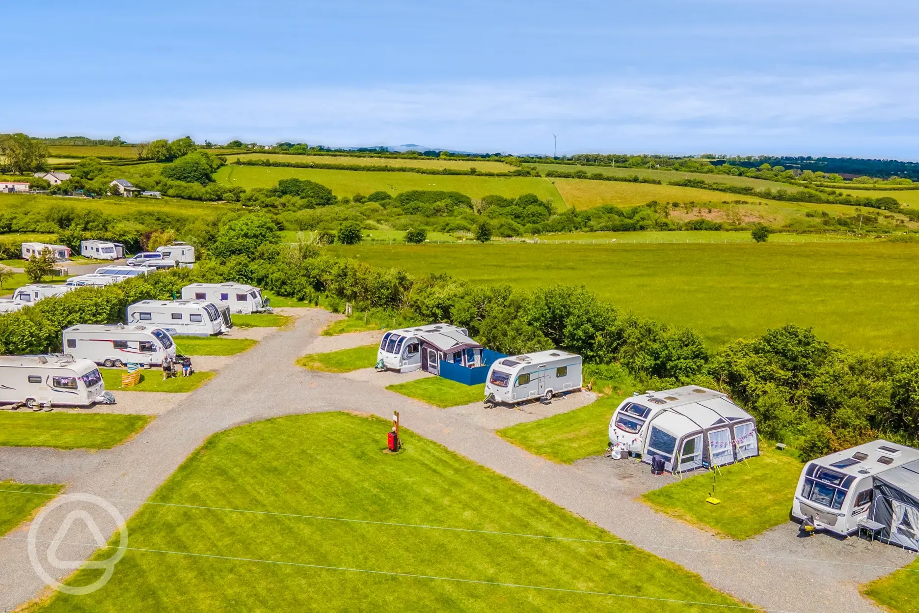 Electric hardstanding touring pitches with rural views
