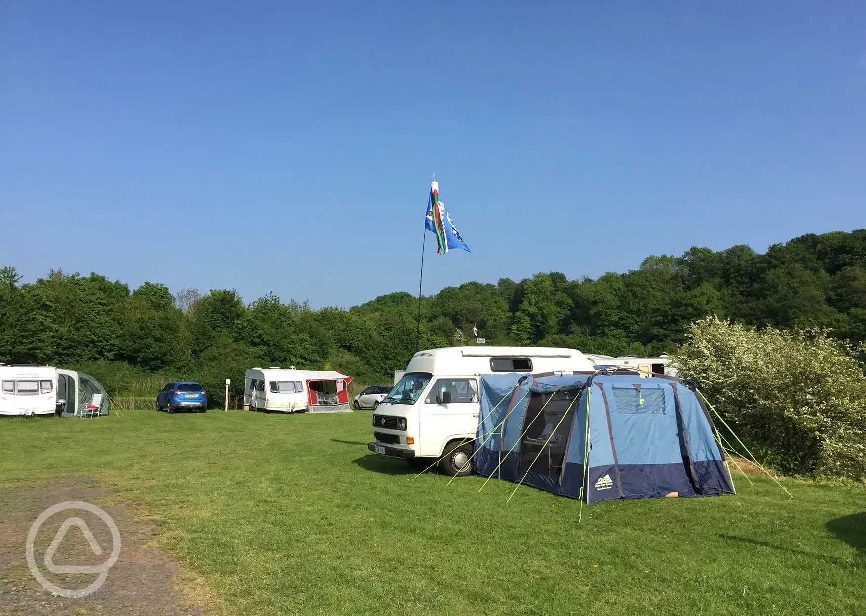 Grass pitches at Mill House Caravan Site