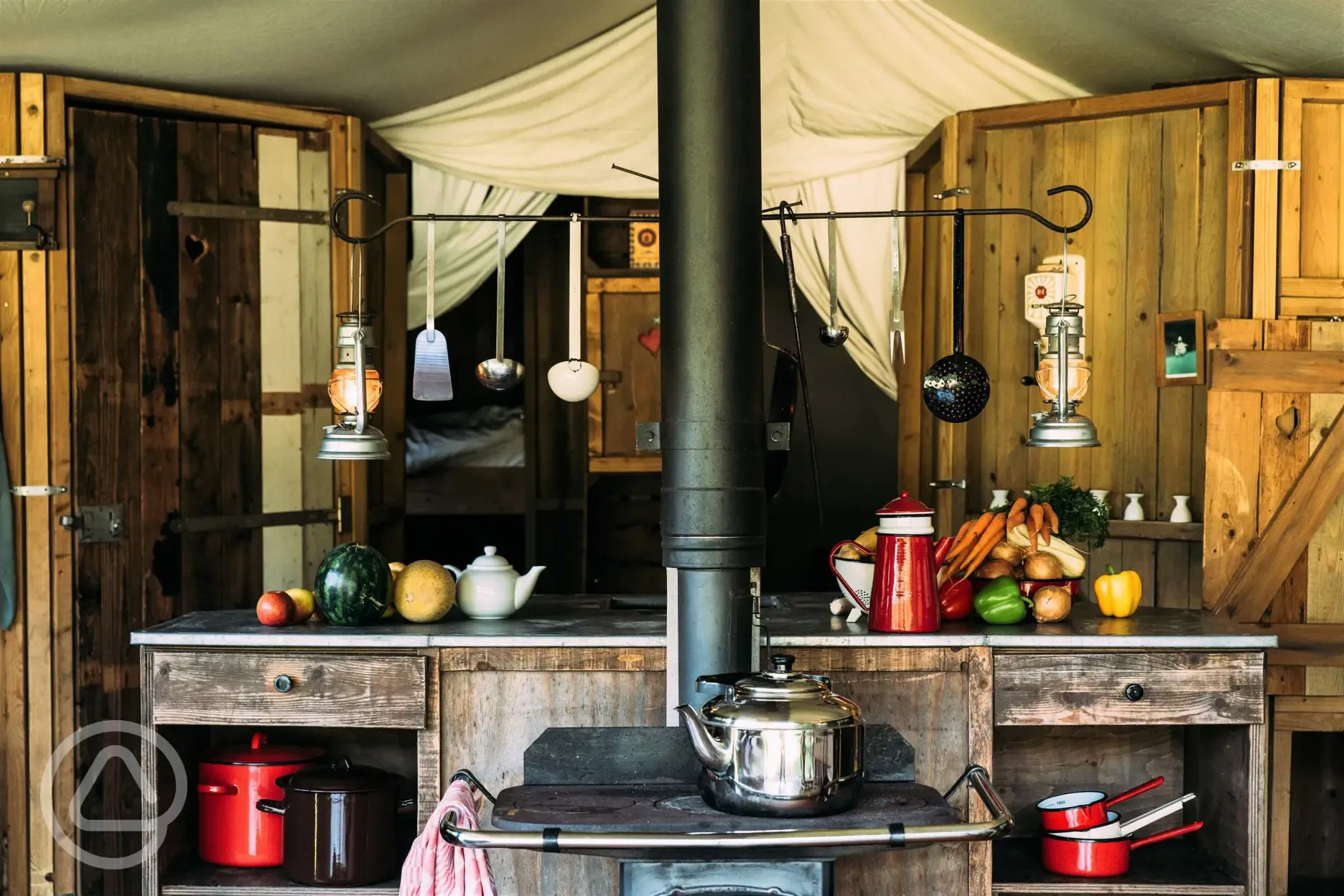 Canvas lodge kitchen