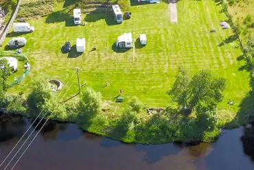 Aerial of grass touring pitches