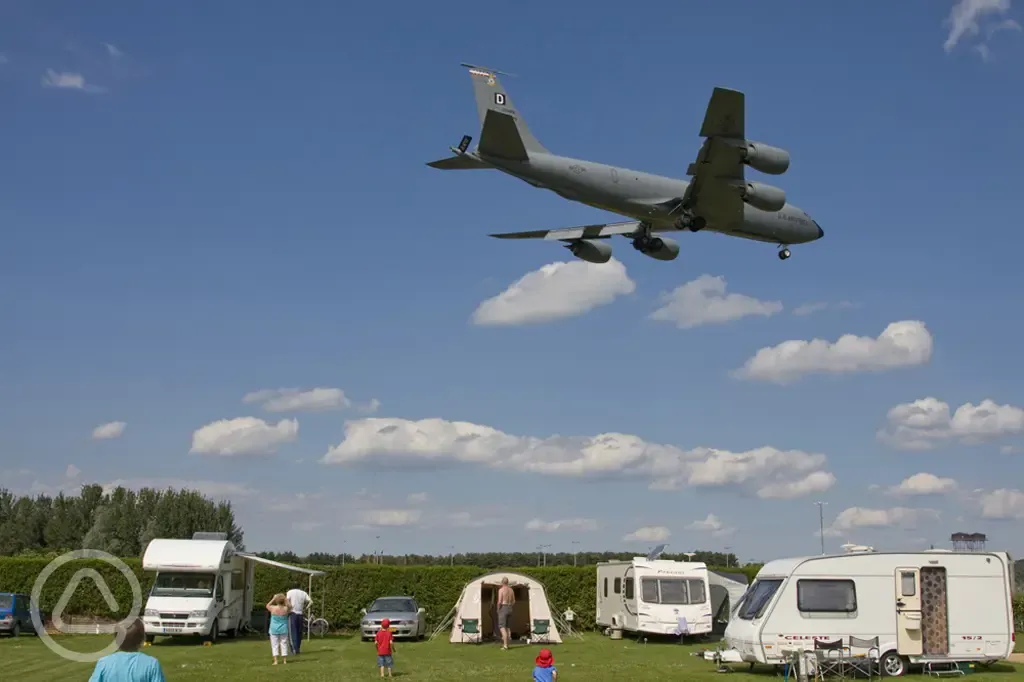 Planes and touring pitches at The Willows Campsite