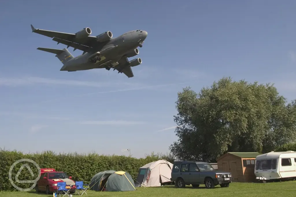 Planes and camping pitches at The Willows Campsite