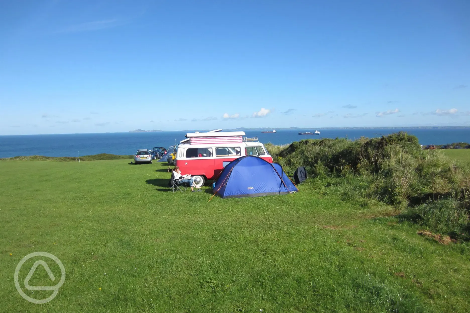 Middle field with campervan