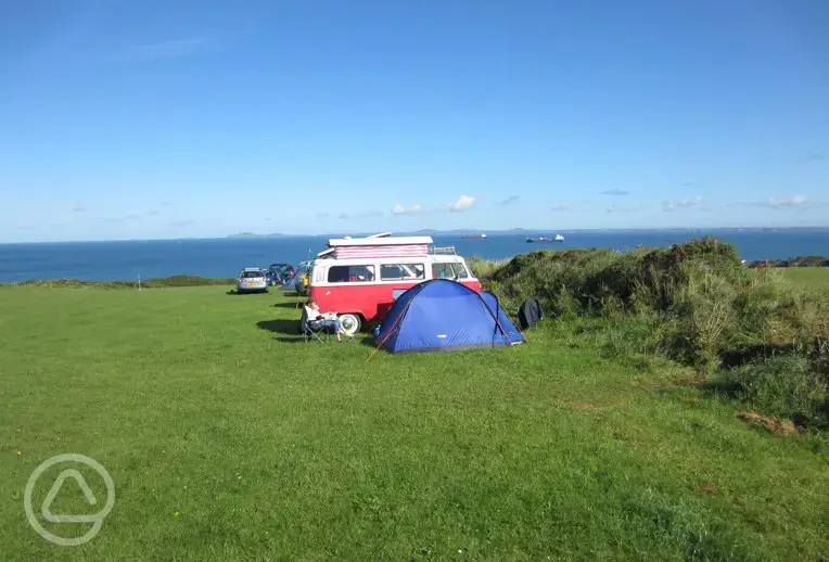Middle field with campervan