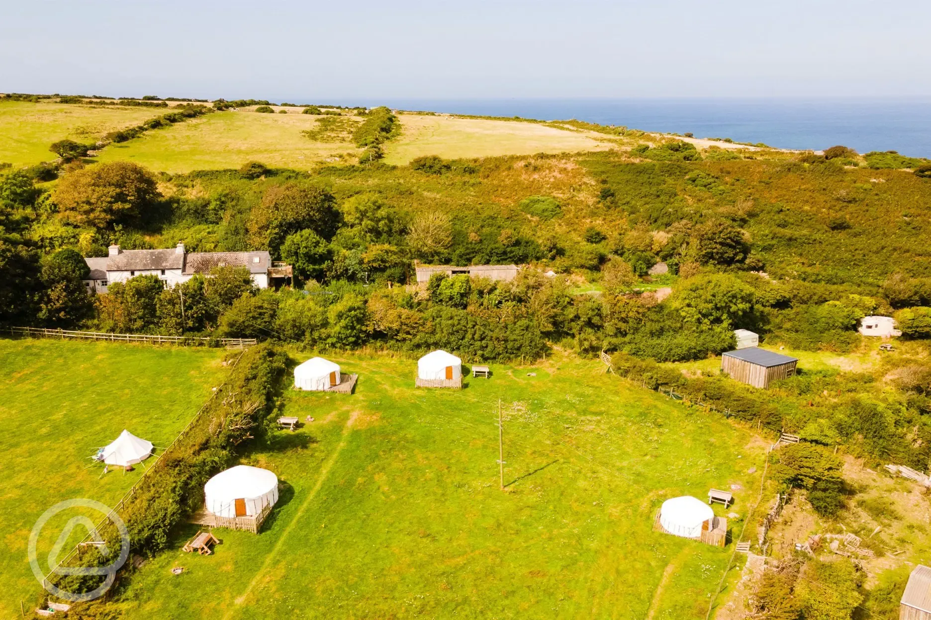 Aerial of the yurts